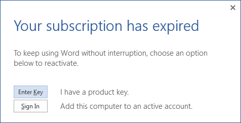 microsoft license key expiration