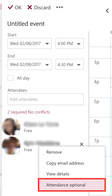 how to make attendees optional in outlook for mac